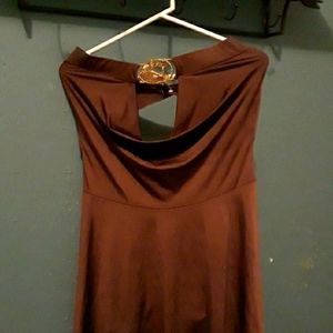 V Neck Evening Dress size L Brown in Color